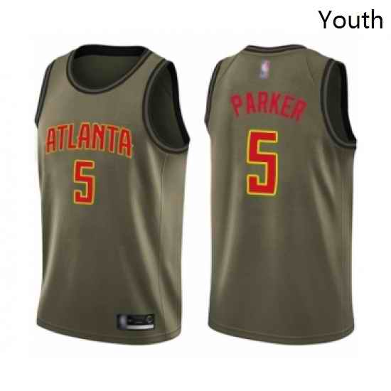 Youth Atlanta Hawks 5 Jabari Parker Swingman Green Salute to Service Basketball Jersey